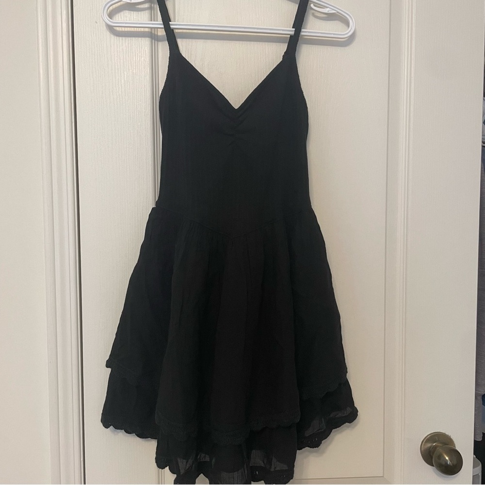aerie Black Mini Dress with Spaghetti Straps
